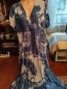 NWT A Beautiful Soul Blue Tie Dye Dress Lined Size XL